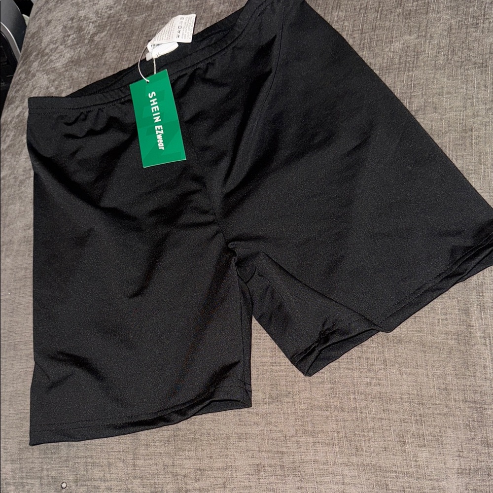 SHEIN Black High-Rise Athletic Bike Shorts